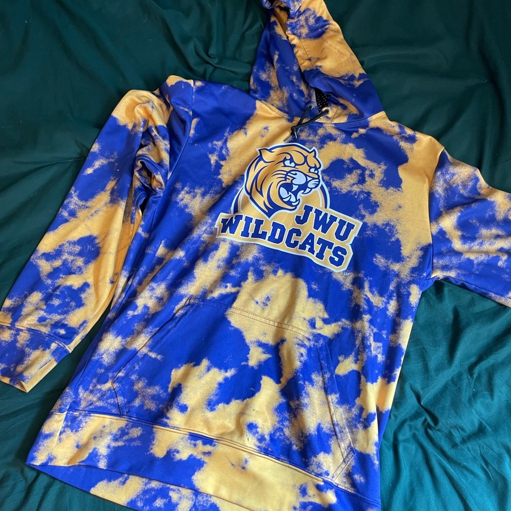 College sweatshirt.